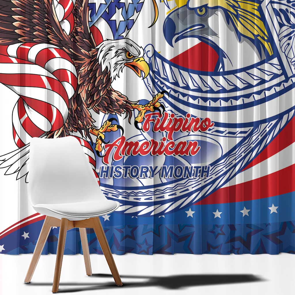 Filipino American History Month Window Curtain Philippines Agila USA Eagle Mix Flag LT14 - Polynesian Pride