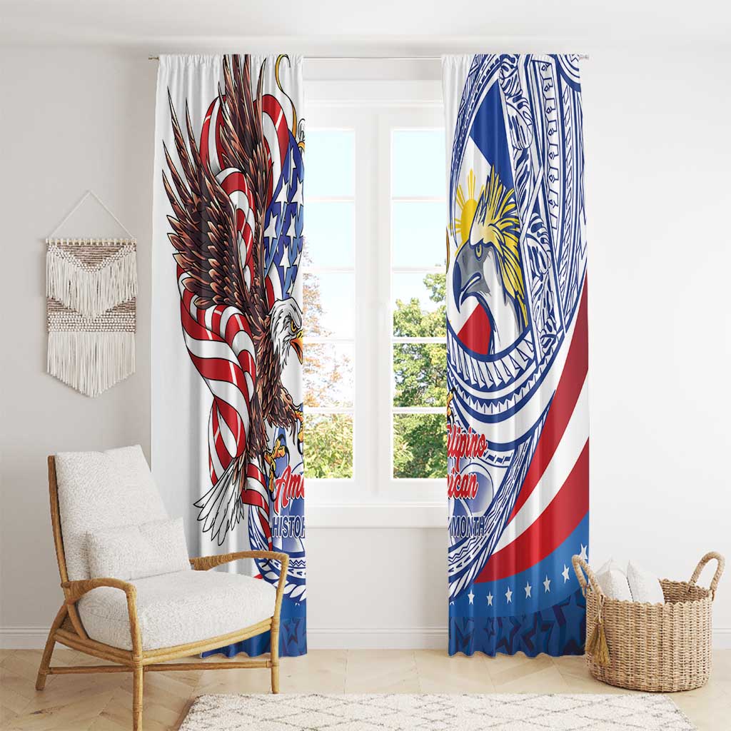 Filipino American History Month Window Curtain Philippines Agila USA Eagle Mix Flag LT14 - Polynesian Pride