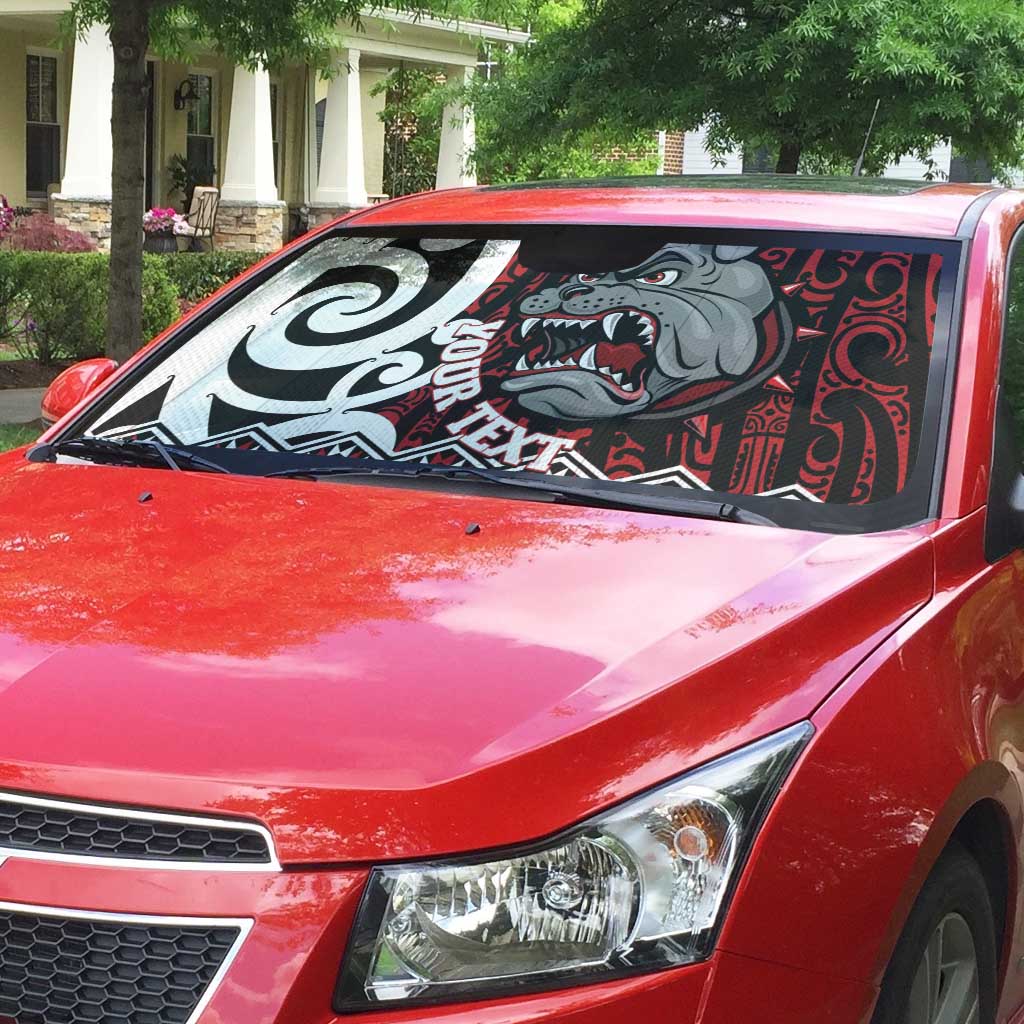 Personalised Aotearoa Bulldog Auto Sun Shade New Zealand Maori Taniko Art - Polynesian Pride