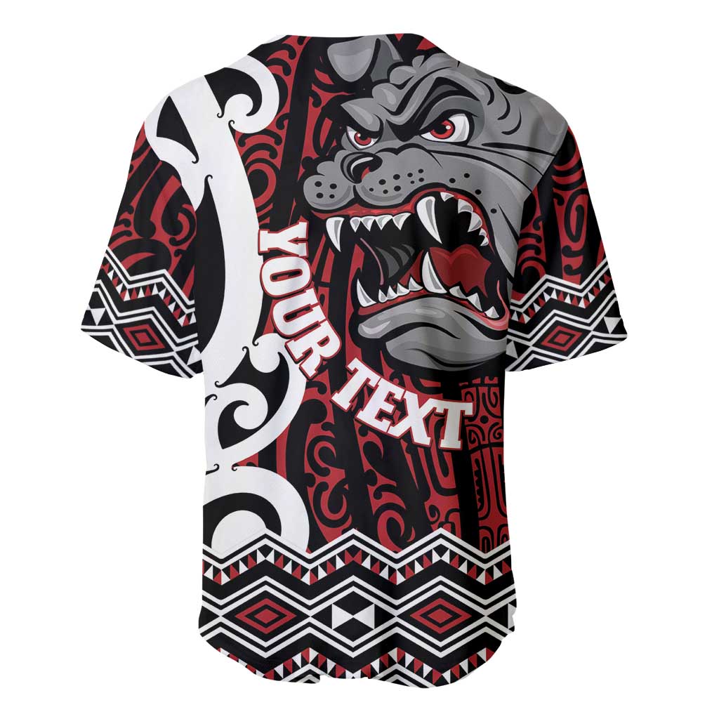 Personalised Aotearoa Bulldog Baseball Jersey New Zealand Maori Taniko Art