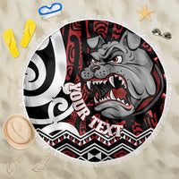 Personalised Aotearoa Bulldog Beach Blanket New Zealand Maori Taniko Art