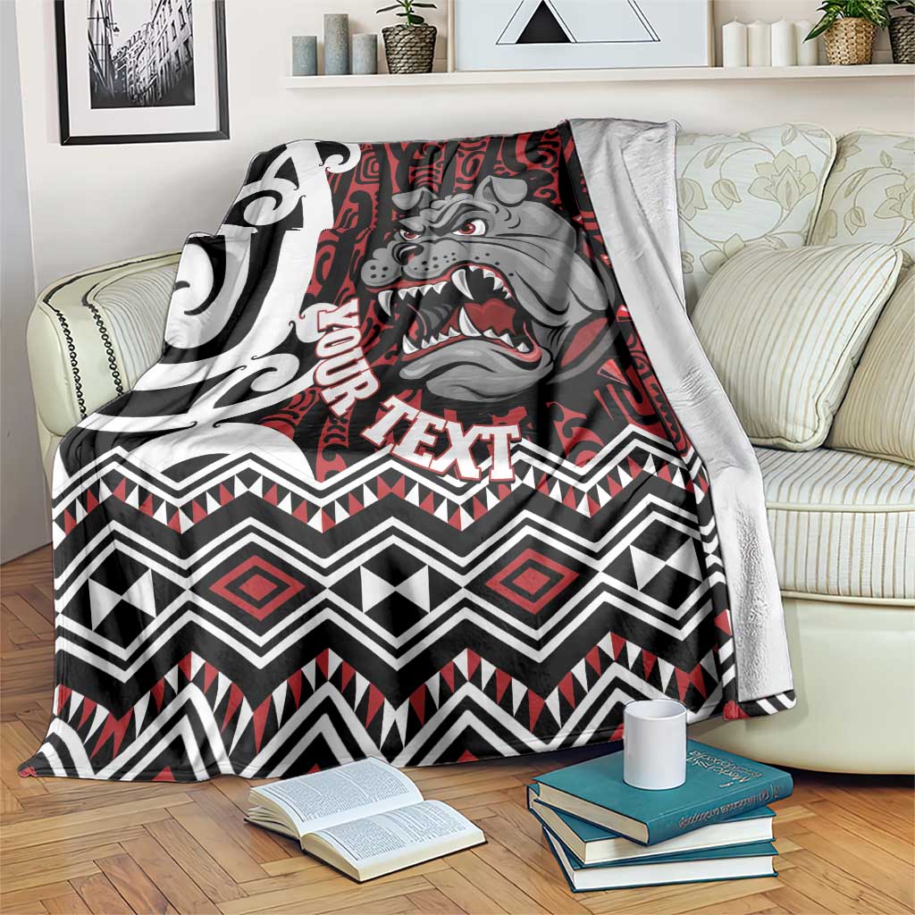Personalised Aotearoa Bulldog Blanket New Zealand Maori Taniko Art