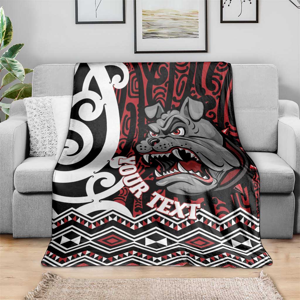 Personalised Aotearoa Bulldog Blanket New Zealand Maori Taniko Art