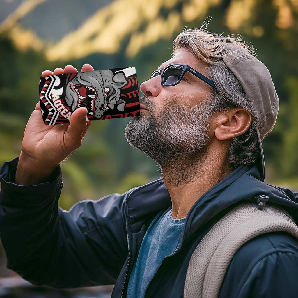 Personalised Aotearoa Bulldog 4 in 1 Can Cooler Tumbler New Zealand Maori Taniko Art