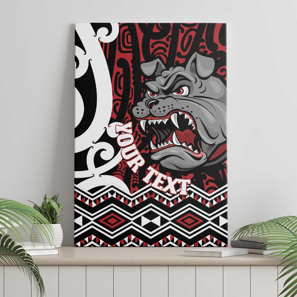 Personalised Aotearoa Bulldog Canvas Wall Art New Zealand Maori Taniko Art