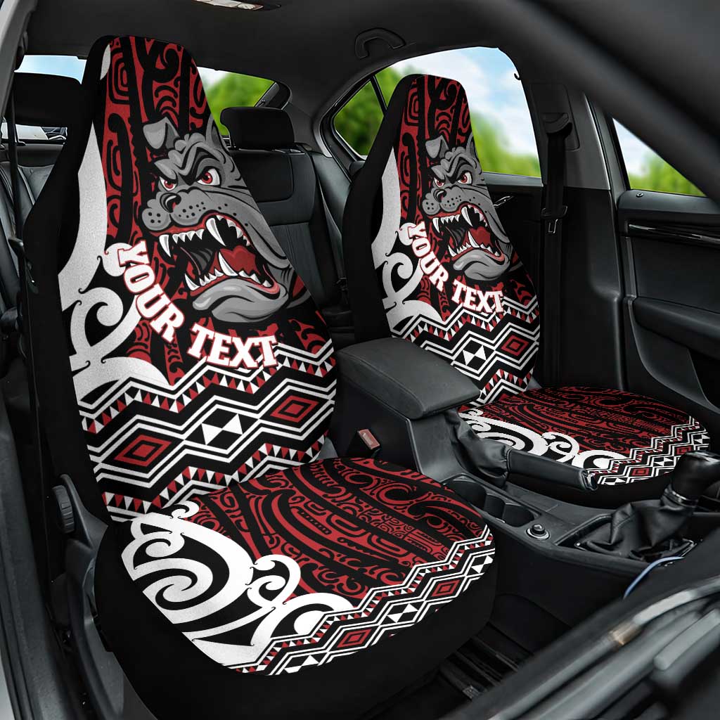 Personalised Aotearoa Bulldog Car Seat Cover New Zealand Maori Taniko Art