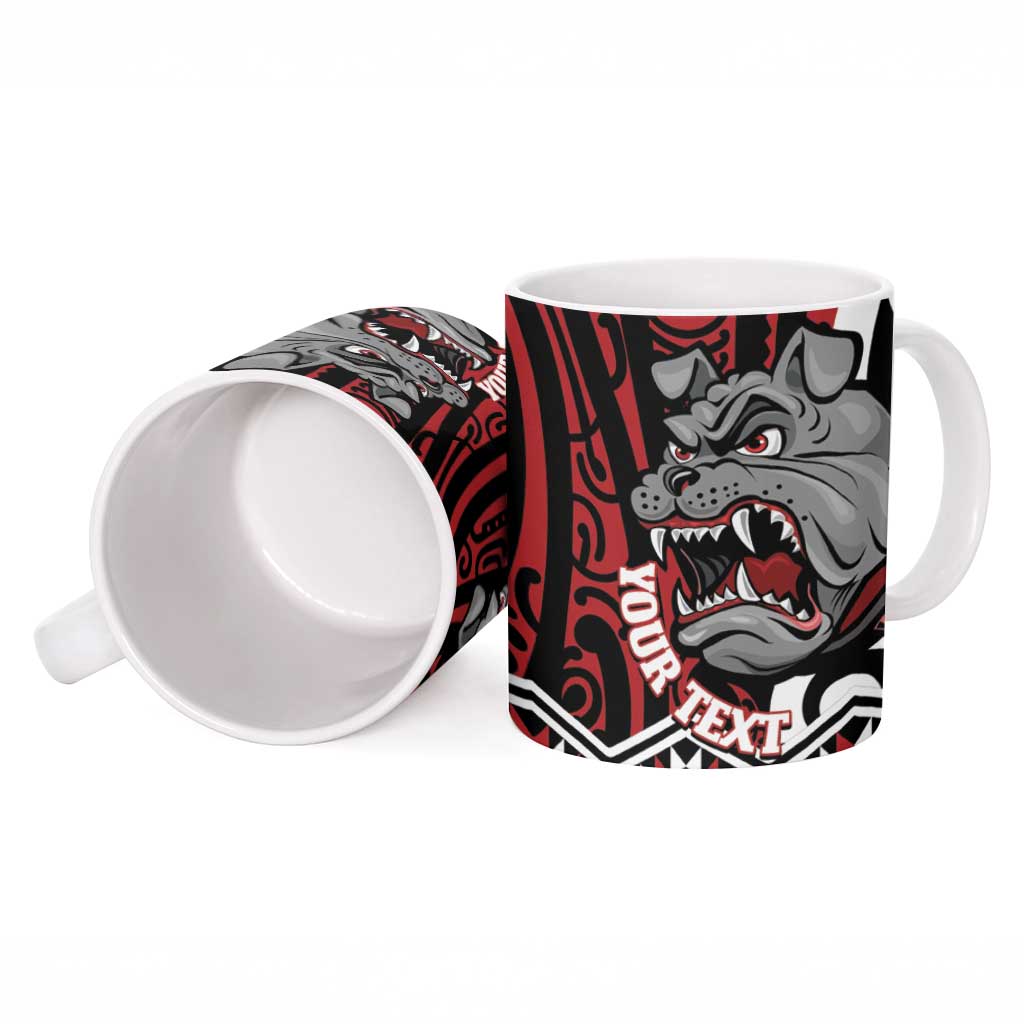 Personalised Aotearoa Bulldog Ceramic Mug New Zealand Maori Taniko Art - Polynesian Pride