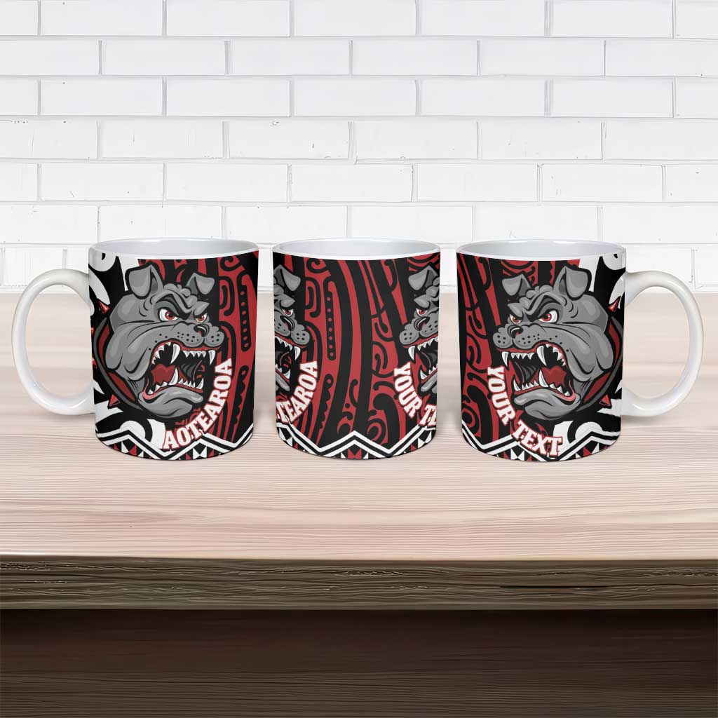 Personalised Aotearoa Bulldog Ceramic Mug New Zealand Maori Taniko Art - Polynesian Pride