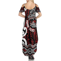 Personalised Aotearoa Bulldog Family Matching Summer Maxi Dress and Hawaiian Shirt New Zealand Maori Taniko Art
