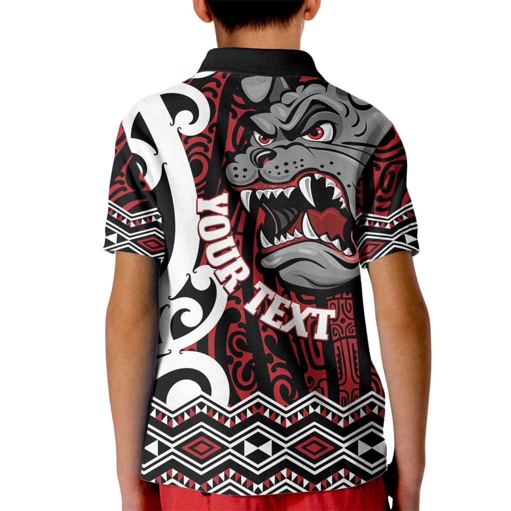 Personalised Aotearoa Bulldog Kid Polo Shirt New Zealand Maori Taniko Art