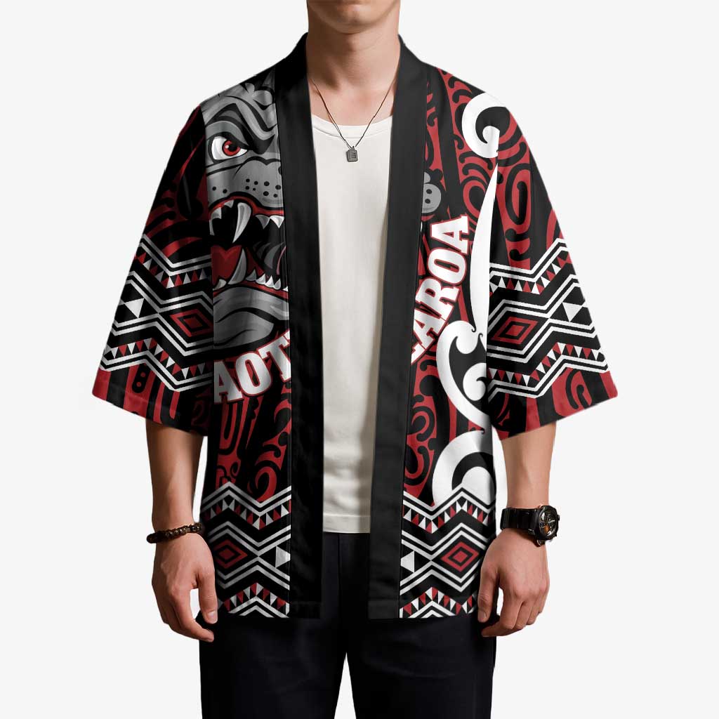 Personalised Aotearoa Bulldog Kimono New Zealand Maori Taniko Art - Polynesian Pride