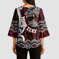 Personalised Aotearoa Bulldog Kimono Sleeve Blouse New Zealand Maori Taniko Art - Polynesian Pride