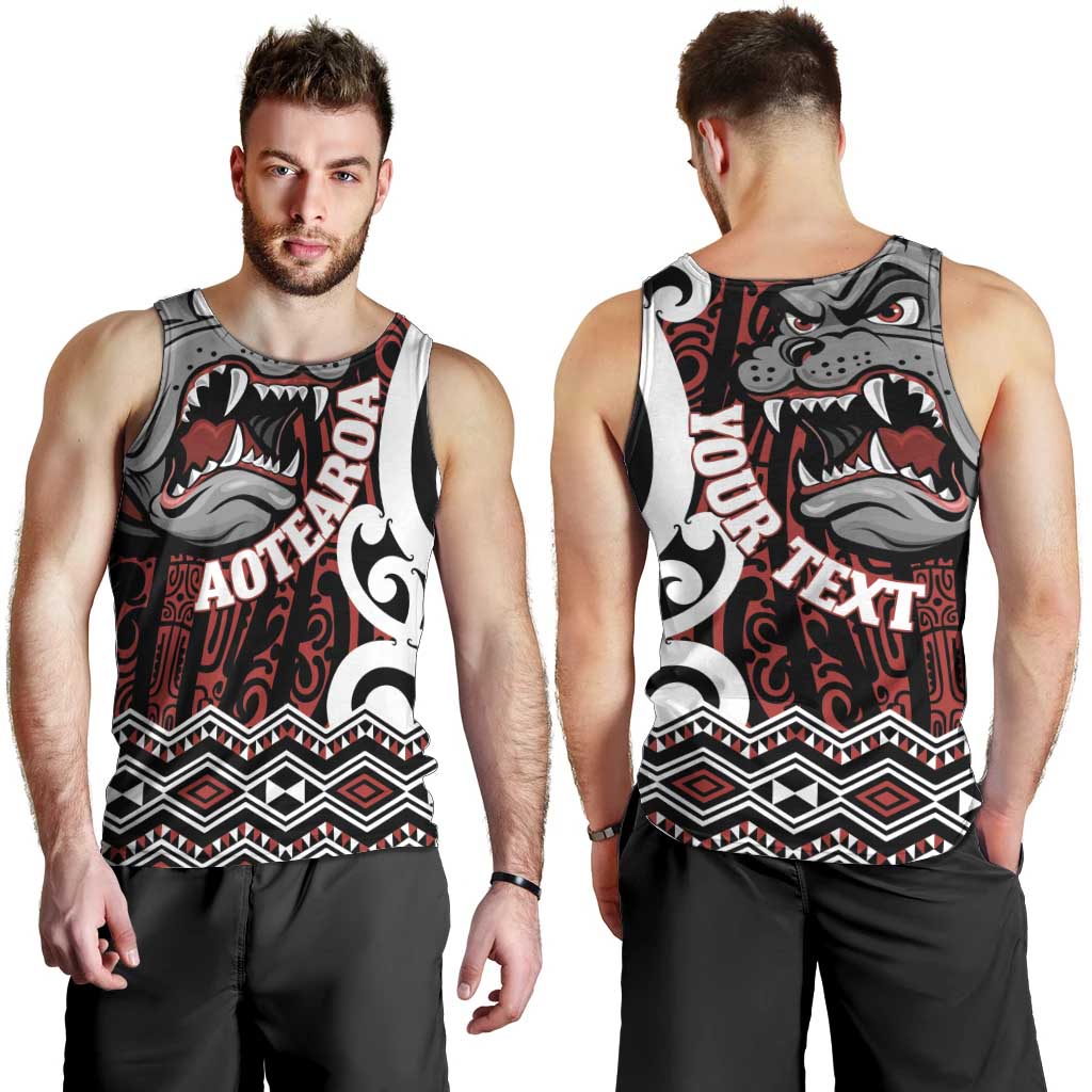 Personalised Aotearoa Bulldog Men Tank Top New Zealand Maori Taniko Art