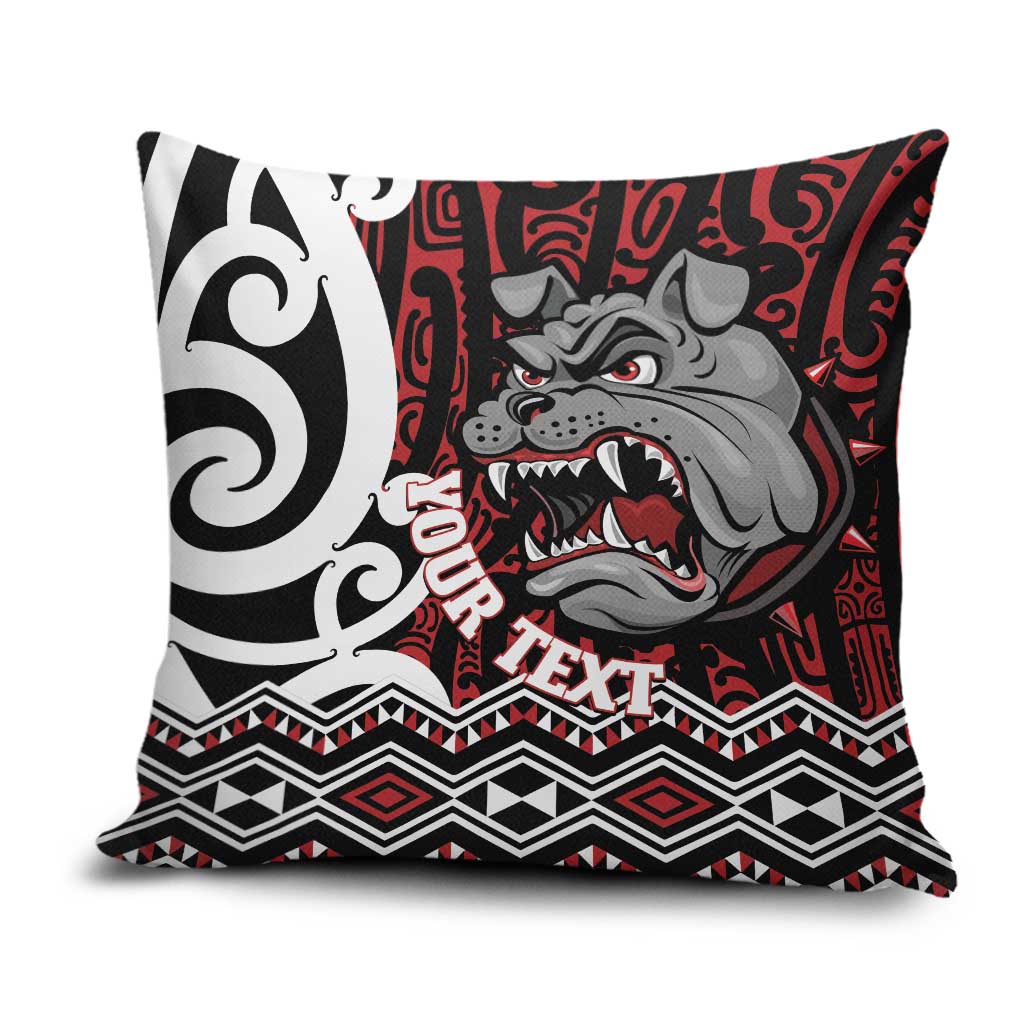 Personalised Aotearoa Bulldog Pillow Cover New Zealand Maori Taniko Art - Polynesian Pride