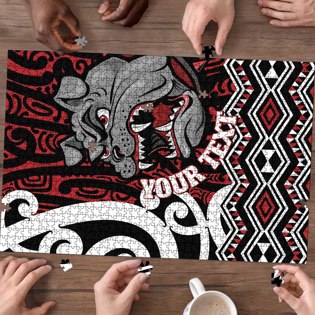 Personalised Aotearoa Bulldog Puzzle New Zealand Maori Taniko Art - Polynesian Pride