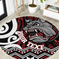 Personalised Aotearoa Bulldog Round Carpet New Zealand Maori Taniko Art
