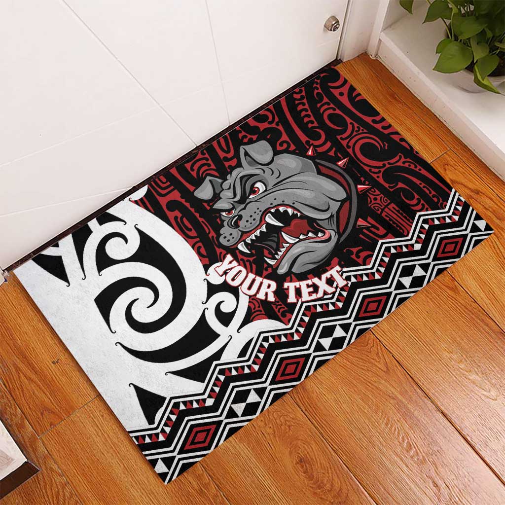 Personalised Aotearoa Bulldog Rubber Doormat New Zealand Maori Taniko Art