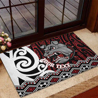 Personalised Aotearoa Bulldog Rubber Doormat New Zealand Maori Taniko Art