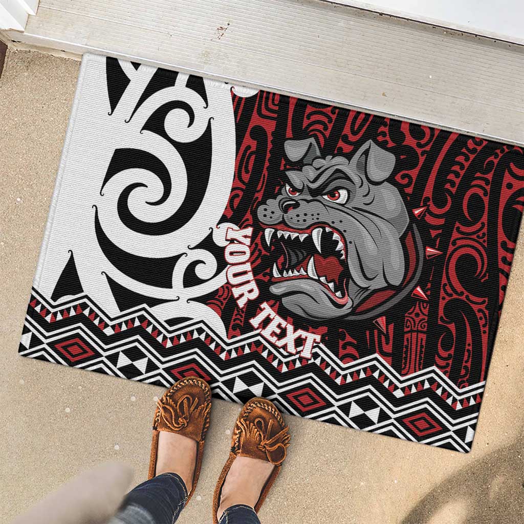 Personalised Aotearoa Bulldog Rubber Doormat New Zealand Maori Taniko Art