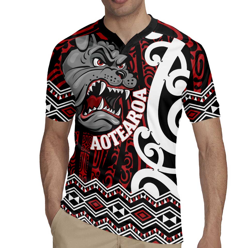 Personalised Aotearoa Bulldog Rugby Jersey New Zealand Maori Taniko Art