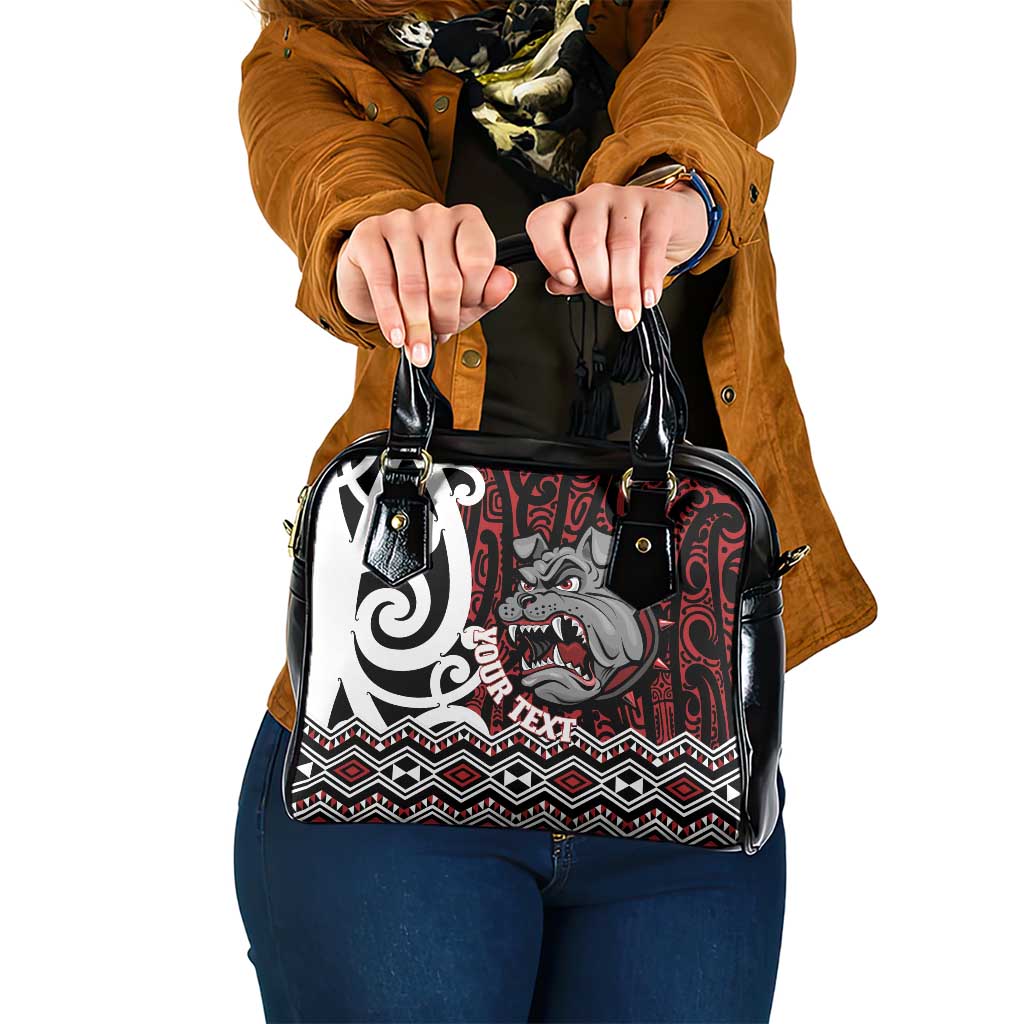 Personalised Aotearoa Bulldog Shoulder Handbag New Zealand Maori Taniko Art