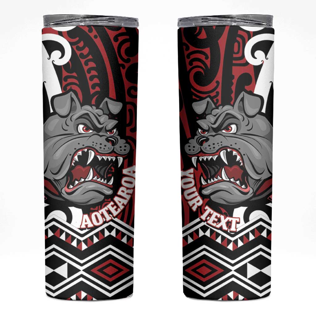 Personalised Aotearoa Bulldog Skinny Tumbler New Zealand Maori Taniko Art