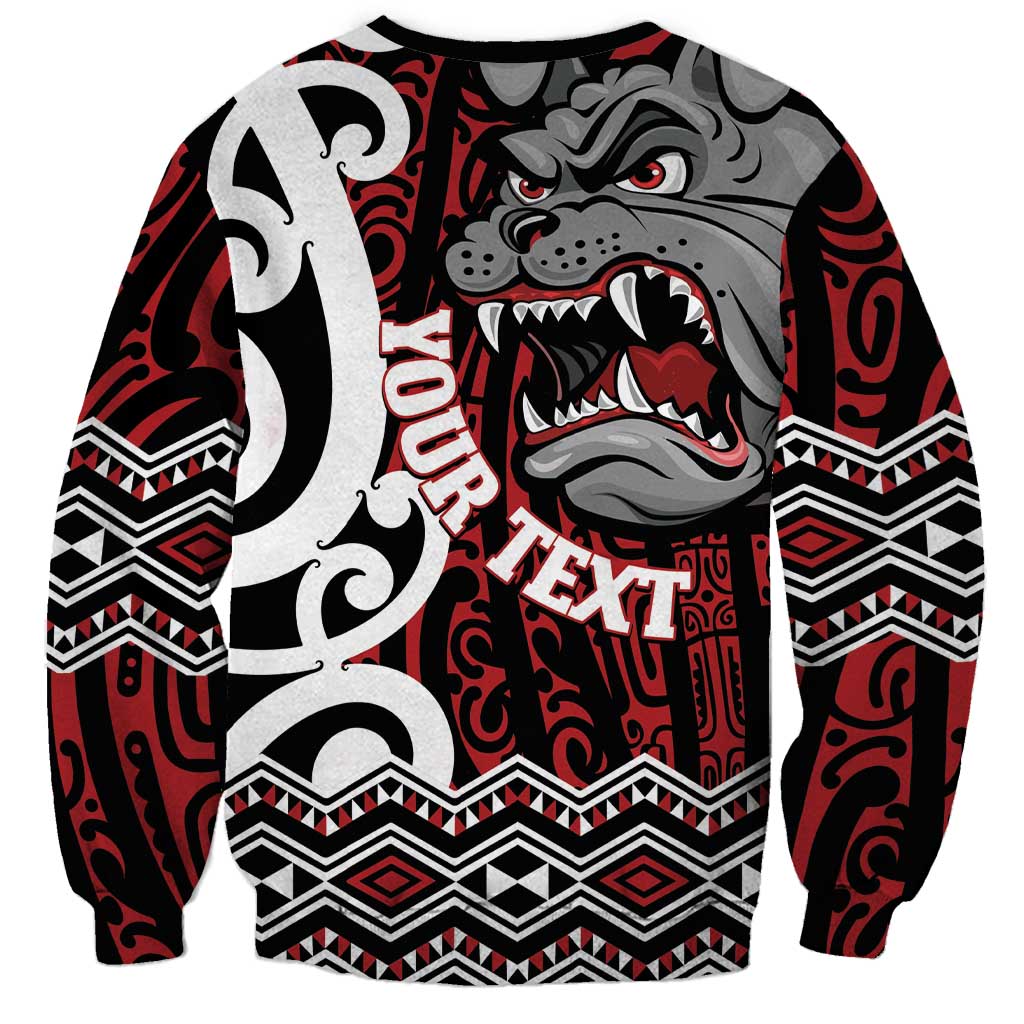 Personalised Aotearoa Bulldog Sweatshirt New Zealand Maori Taniko Art