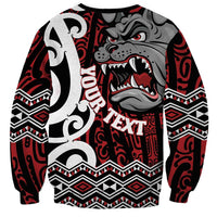 Personalised Aotearoa Bulldog Sweatshirt New Zealand Maori Taniko Art
