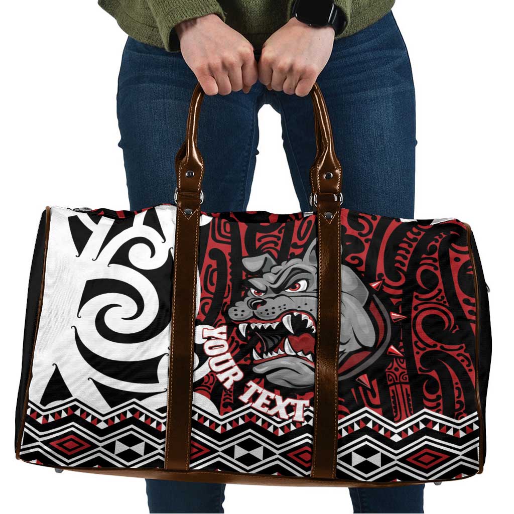 Personalised Aotearoa Bulldog Travel Bag New Zealand Maori Taniko Art - Polynesian Pride