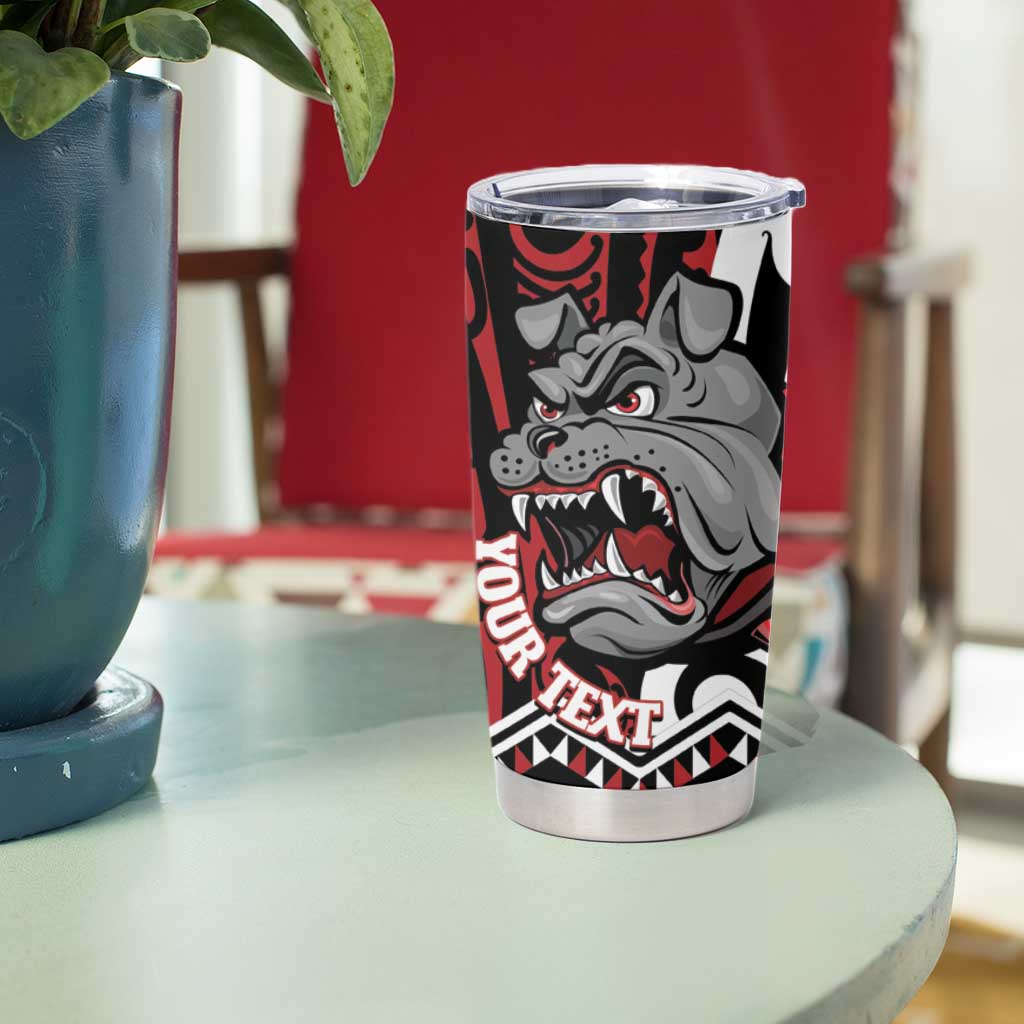 Personalised Aotearoa Bulldog Tumbler Cup New Zealand Maori Taniko Art
