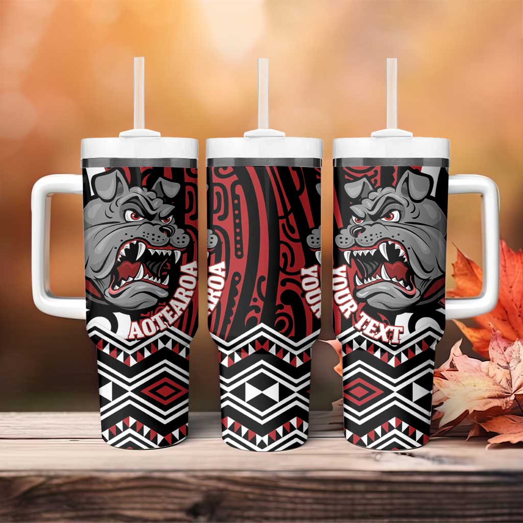 Personalised Aotearoa Bulldog Tumbler With Handle New Zealand Maori Taniko Art