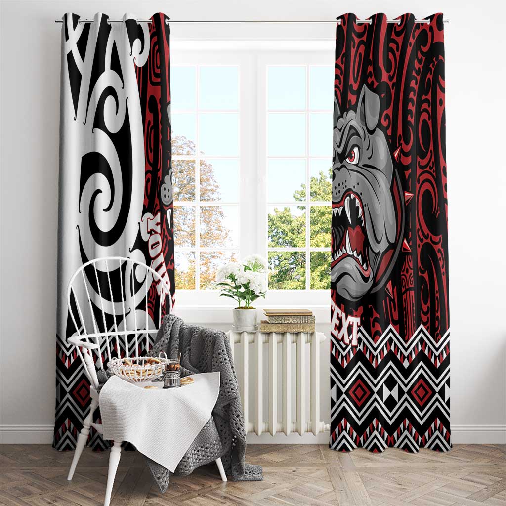 Personalised Aotearoa Bulldog Window Curtain New Zealand Maori Taniko Art