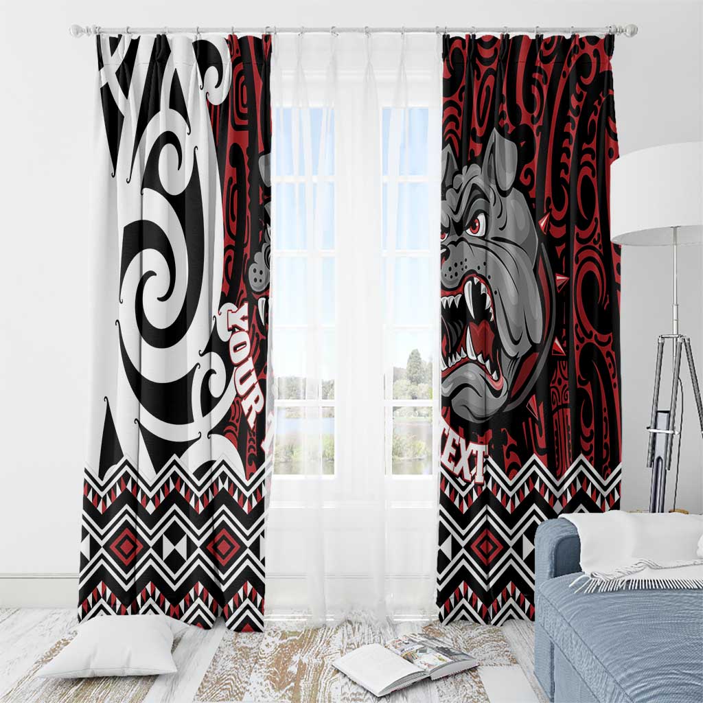 Personalised Aotearoa Bulldog Window Curtain New Zealand Maori Taniko Art