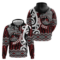 Personalised Aotearoa Bulldog Zip Hoodie New Zealand Maori Taniko Art