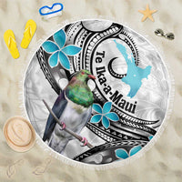 Aotearoa Te Ika-a-Maui Beach Blanket South Island Kekeru Maori Koru LT14 One Size 150cm White - Polynesian Pride