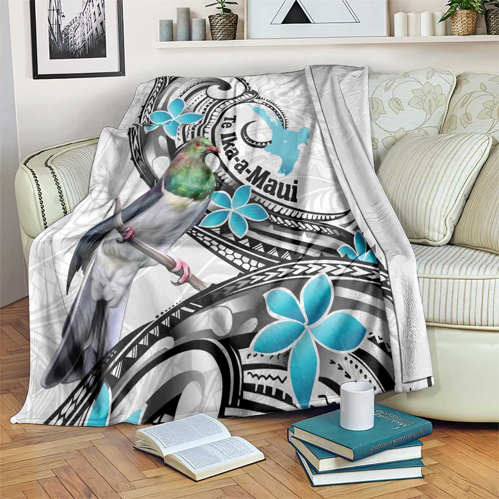 Aotearoa Te Ika-a-Maui Blanket South Island Kekeru Maori Koru LT14 White - Polynesian Pride