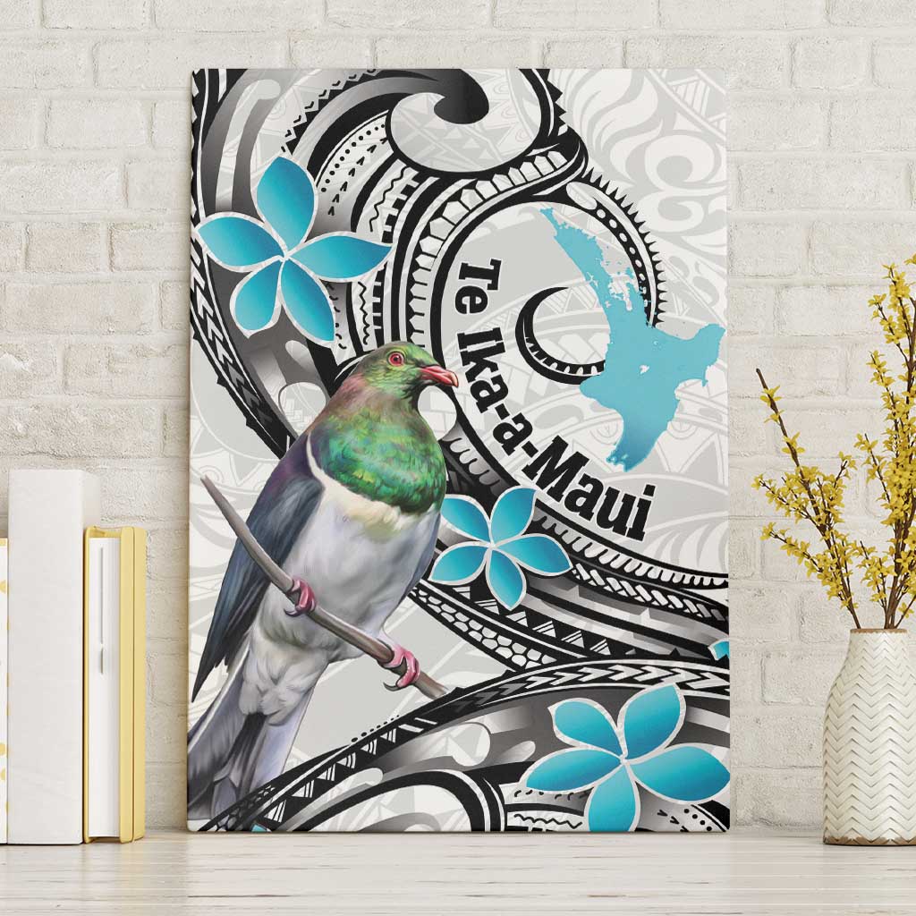 Aotearoa Te Ika-a-Maui Canvas Wall Art South Island Kekeru Maori Koru LT14 Without Frame White - Polynesian Pride