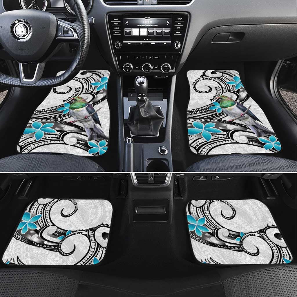 Aotearoa Te Ika-a-Maui Car Mats South Island Kekeru Maori Koru LT14 Set 4pcs White - Polynesian Pride