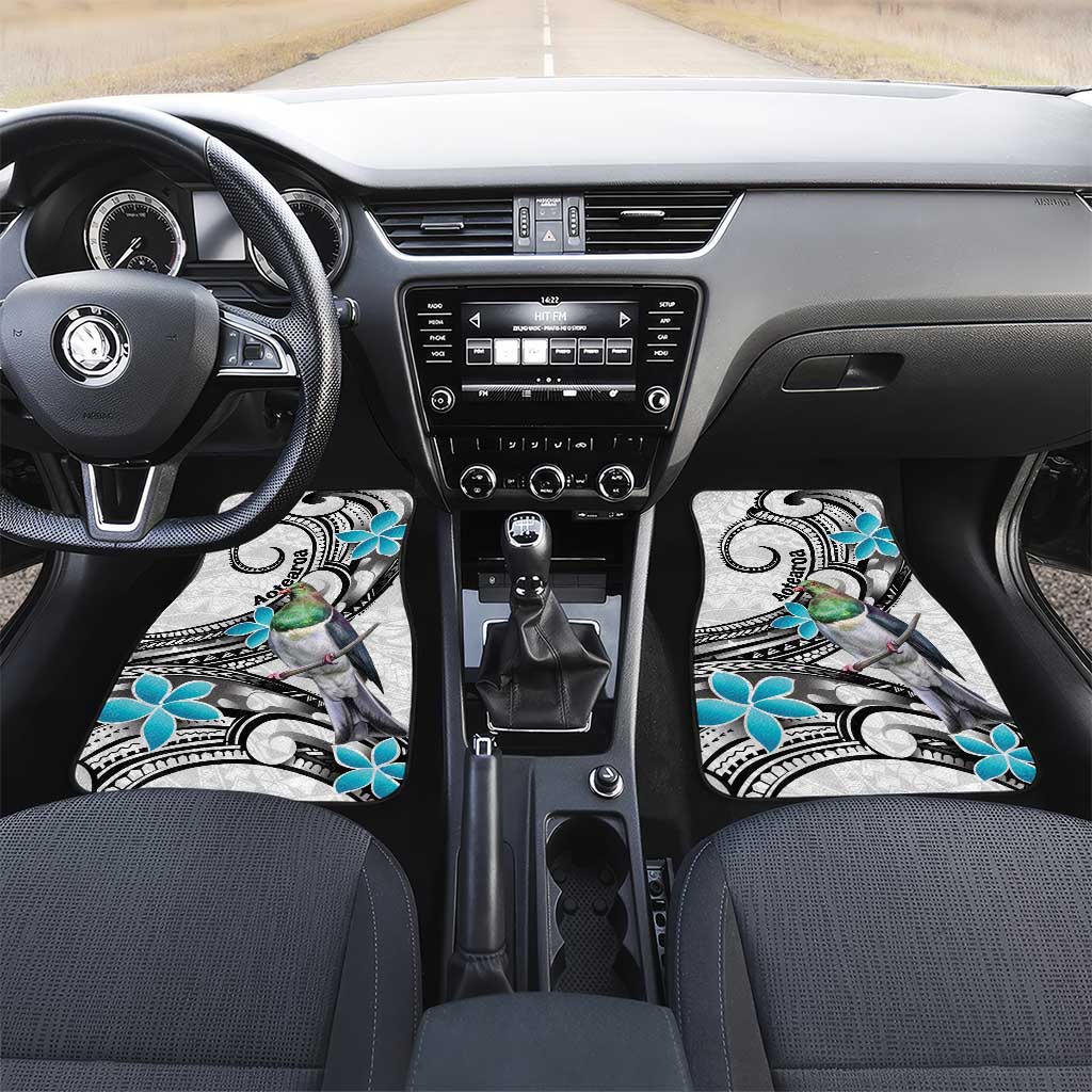 Aotearoa Te Ika-a-Maui Car Mats South Island Kekeru Maori Koru LT14 Set 2pcs - Front White - Polynesian Pride
