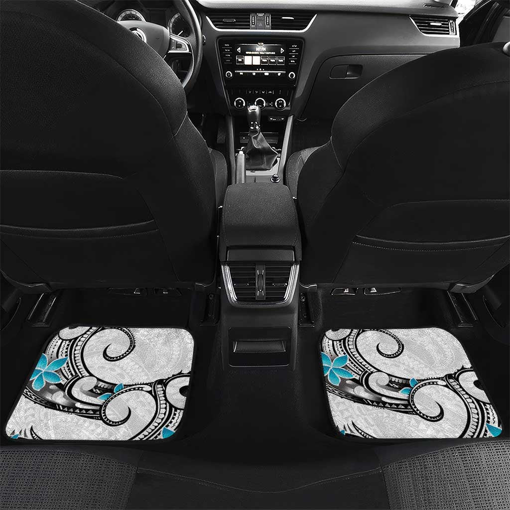 Aotearoa Te Ika-a-Maui Car Mats South Island Kekeru Maori Koru LT14 Set 2pcs - Back White - Polynesian Pride
