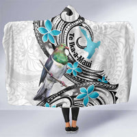 Aotearoa Te Ika-a-Maui Hooded Blanket South Island Kekeru Maori Koru LT14 One Size White - Polynesian Pride