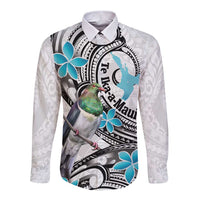 Aotearoa Te Ika-a-Maui Long Sleeve Button Shirt South Island Kekeru Maori Koru LT14 Unisex White - Polynesian Pride