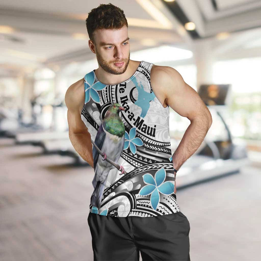 Aotearoa Te Ika-a-Maui Men Tank Top South Island Kekeru Maori Koru LT14 White - Polynesian Pride