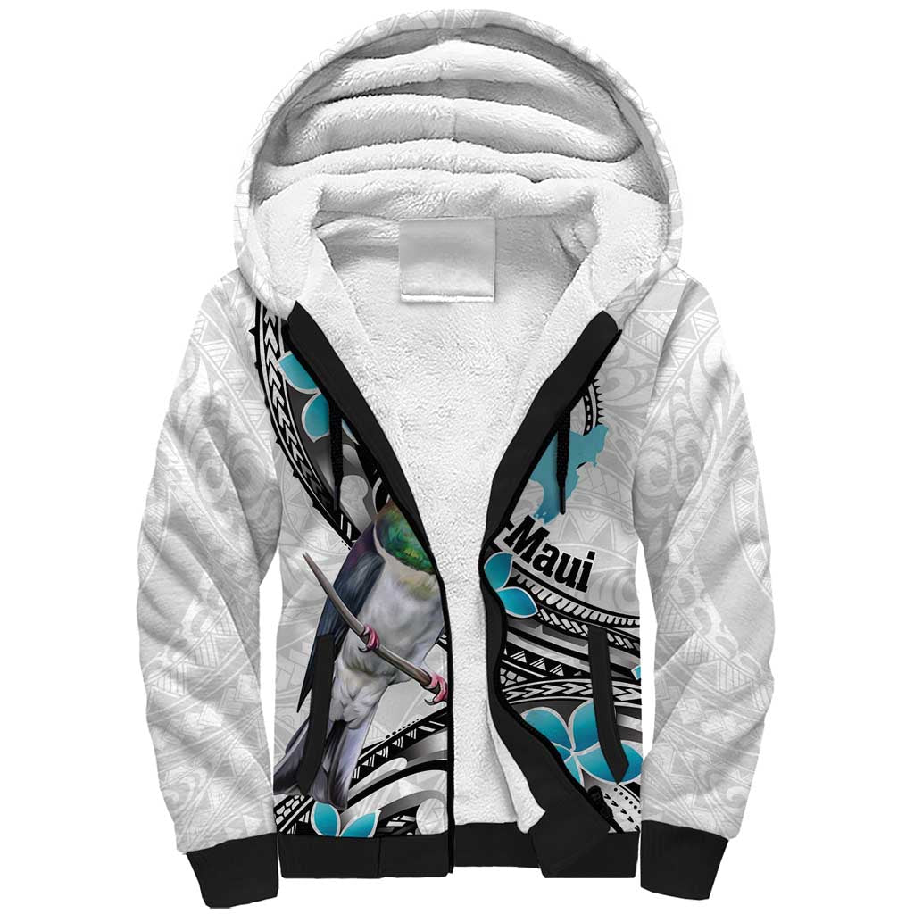 Aotearoa Te Ika-a-Maui Sherpa Hoodie South Island Kekeru Maori Koru LT14 Unisex White - Polynesian Pride