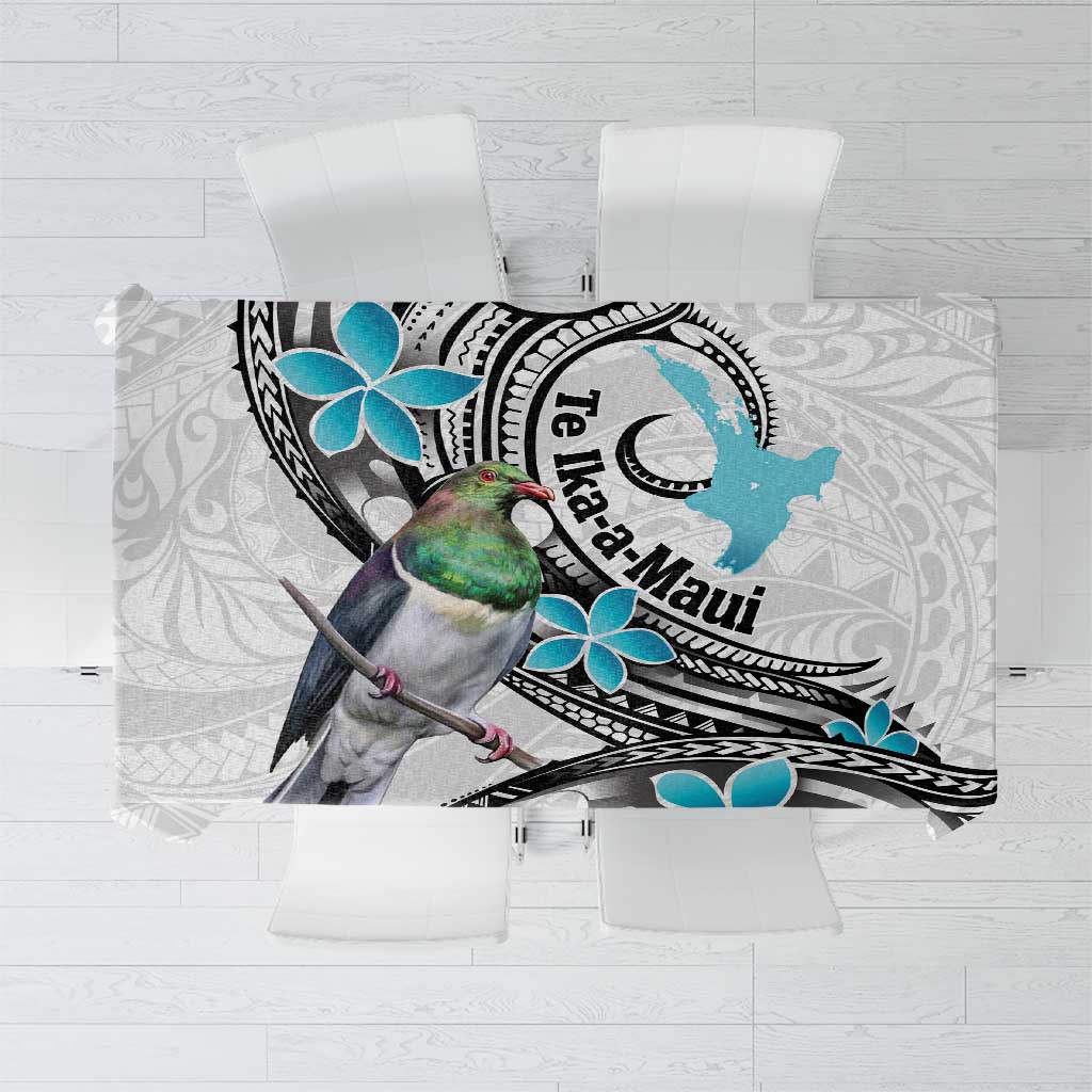 Aotearoa Te Ika-a-Maui Tablecloth South Island Kekeru Maori Koru LT14 White - Polynesian Pride