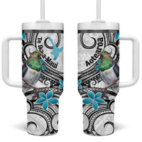 Aotearoa Te Ika-a-Maui Tumbler With Handle South Island Kekeru Maori Koru LT14 One Size: 40 oz White - Polynesian Pride