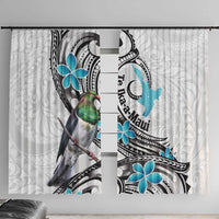 Aotearoa Te Ika-a-Maui Window Curtain South Island Kekeru Maori Koru LT14 With Hooks White - Polynesian Pride