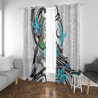 Aotearoa Te Ika-a-Maui Window Curtain South Island Kekeru Maori Koru LT14 With Grommets White - Polynesian Pride