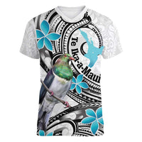 Aotearoa Te Ika-a-Maui Women V-Neck T-Shirt South Island Kekeru Maori Koru