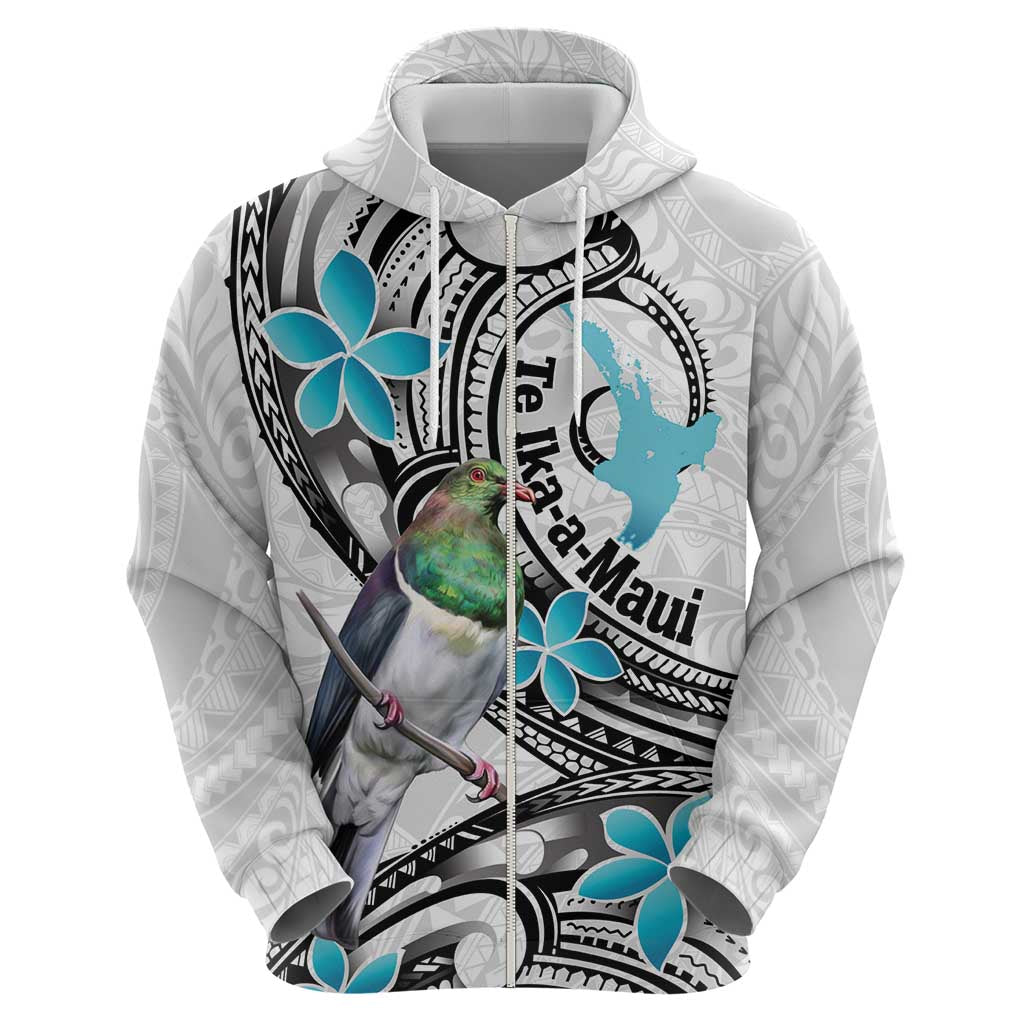Aotearoa Te Ika-a-Maui Zip Hoodie South Island Kekeru Maori Koru